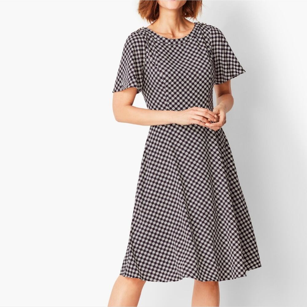 Women's Talbots 6 Geo Print Fit And Flare Black White Dress